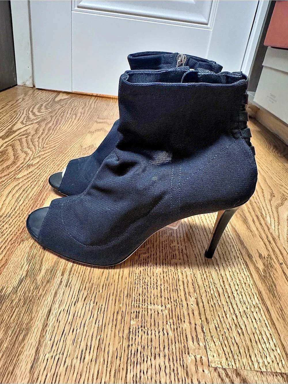 Jimmy Choo Black Peep-Toe Booties EU 37